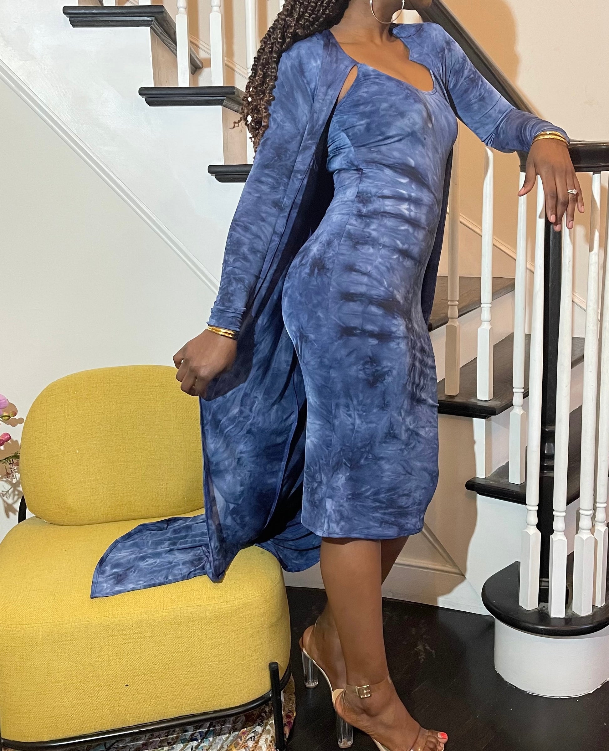 Tie Dye Midi Dress & Duster
