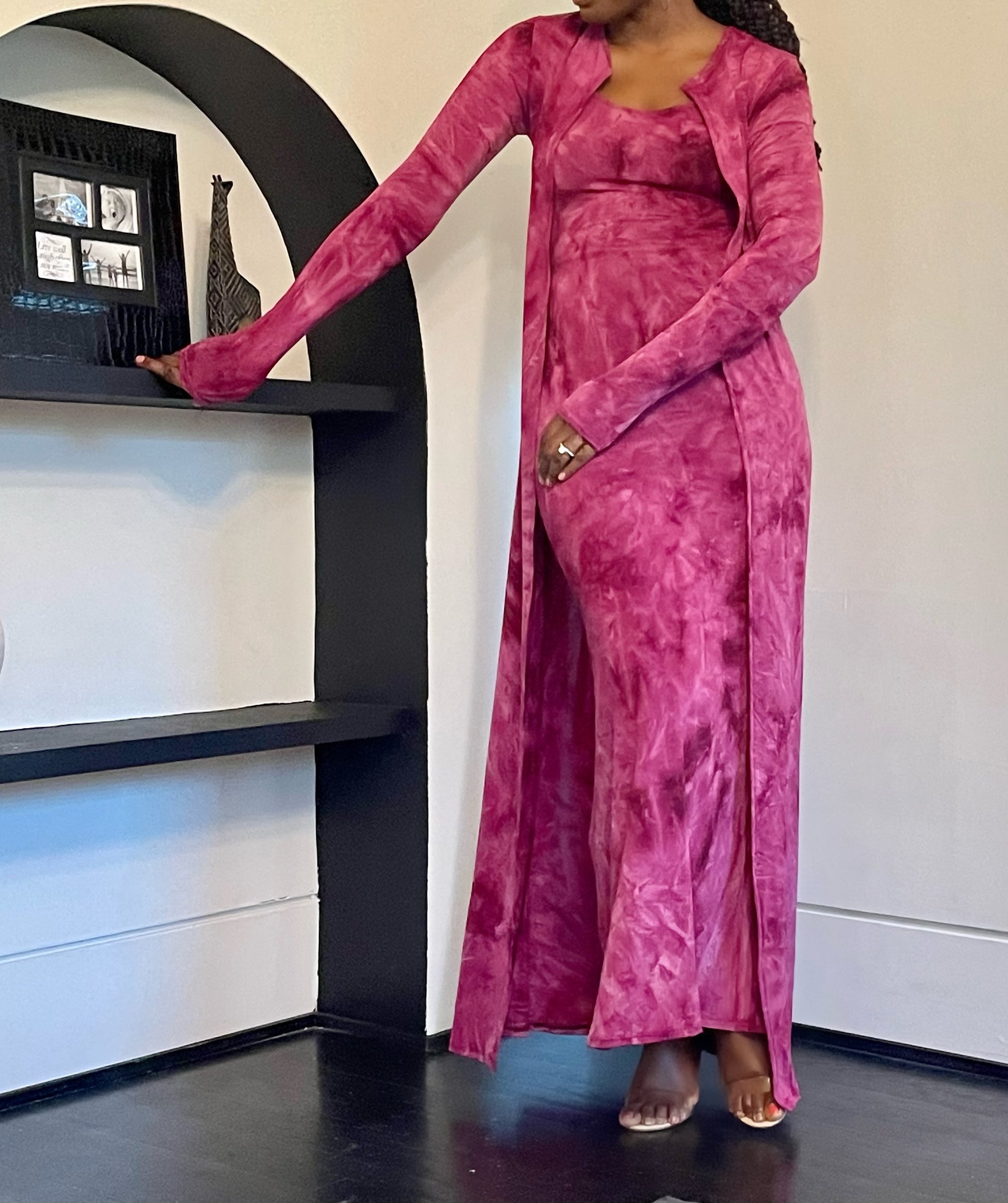 Tie Dye Maxi Dress & Duster Set